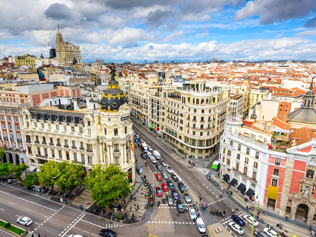Madrid city sky view