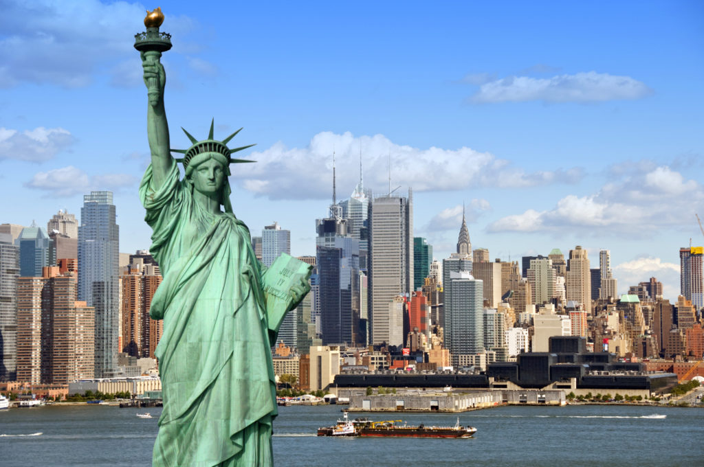 Statue of Liberty and New York Skyline