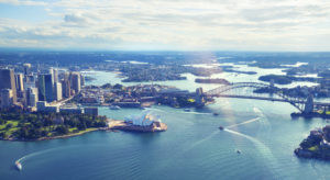 Aerial view of Sydney Harbor in Australia