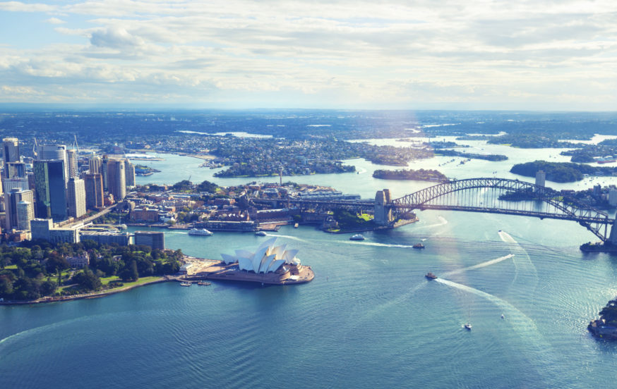 Aerial view of Sydney Harbor in Australia