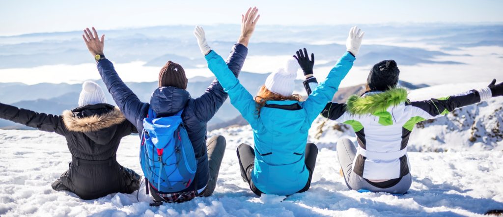 Snow friends having fun