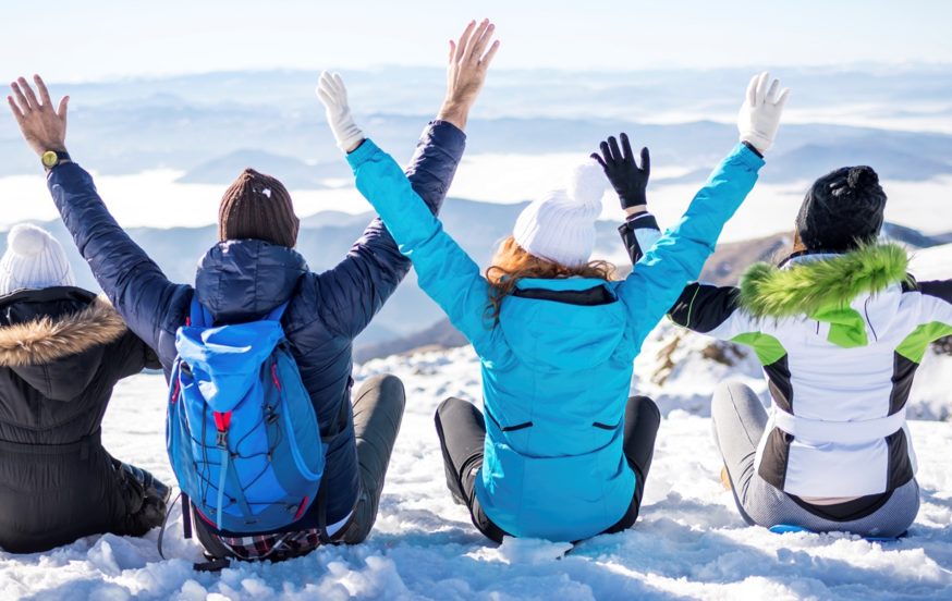 Snow friends having fun