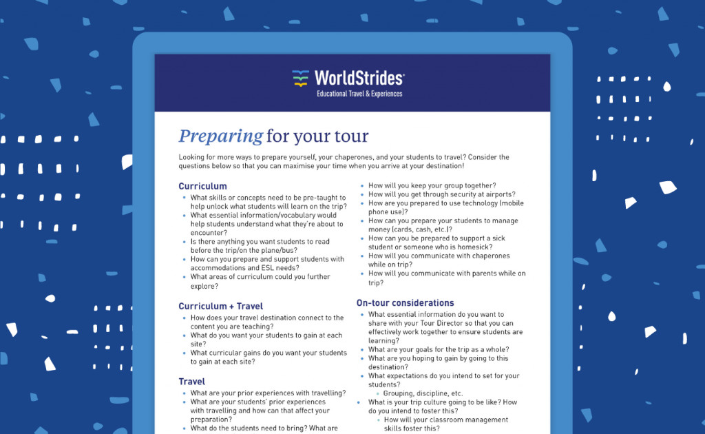 Preparing for your tour (for Teachers)